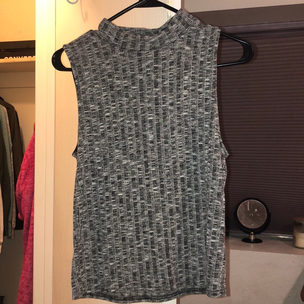 High Neck Racerback Grey Womens Crop Tank Top